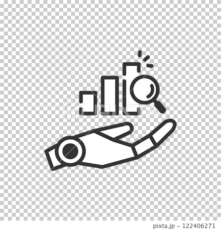 Data analysis using AI agents (line drawings, black and white) 122406271