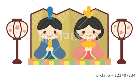 ひなまつりの雛人形のイラスト 122407234
