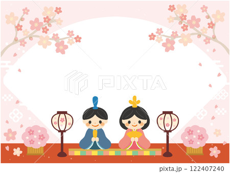 ひな祭りのフレームイラスト ひな祭りのフレームイラスト 122407240
