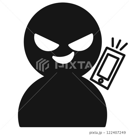 電話をする悪い人のイラスト　ブラック 122407249