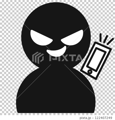 電話をする悪い人のイラスト　ブラック 122407249