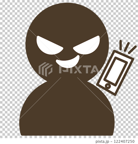 電話をする悪い人のイラスト　ブラウン 122407250