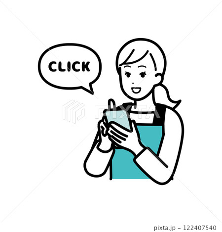 スマホでクリック操作をする主婦 122407540