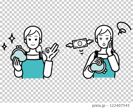 財布を持った女性のセット 122407545