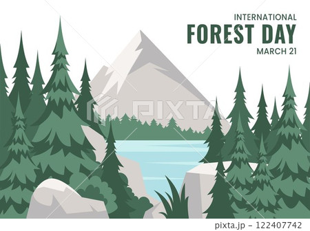 Flat Cartoon Template for International Forest Day Promotion Social Media Background 122407742