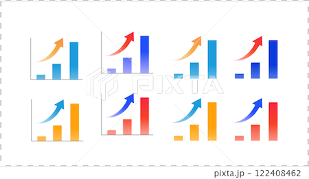 Rising gradient arrow and graph Rising gradient arrow and graph 122408462