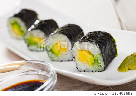 Japanese cuisine - Maki roll with avocado Japanese cuisine - Maki roll with avocado 122408692