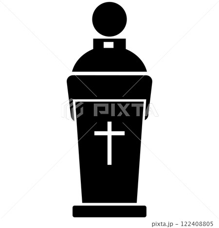 Cathedra icon. Priest sign. Sermon symbol. flat style. 122408805