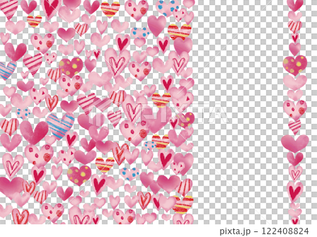 Watercolor style pink hand-drawn heart frame 8 122408824