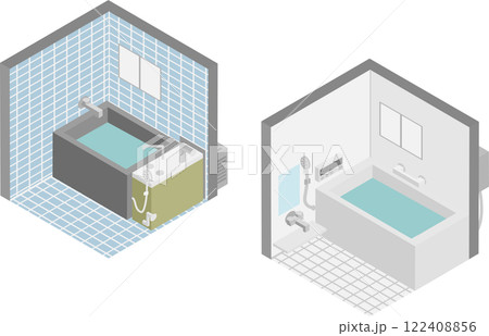 アイソメトリックなバランス釜からのお風呂のイメージ素材 アイソメトリックなバランス釜からのお風呂のイメージ素材 122408856