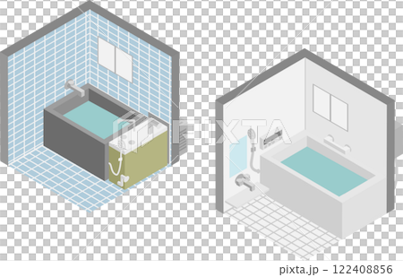 アイソメトリックなバランス釜からのお風呂のイメージ素材 アイソメトリックなバランス釜からのお風呂のイメージ素材 122408856