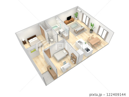 家の俯瞰CGパース 122409144