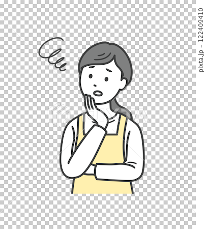 一個憂心忡忡的家庭主婦的上半身插圖 122409410