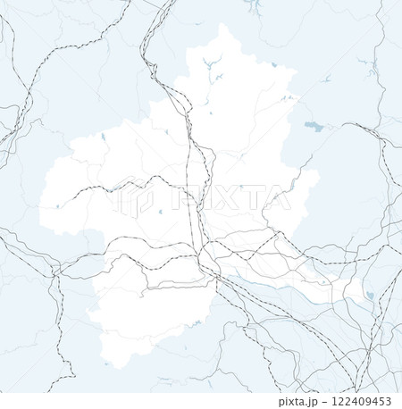 日本の群馬県と隣接する都道府県を含む、シンプルなロードマップ 122409453