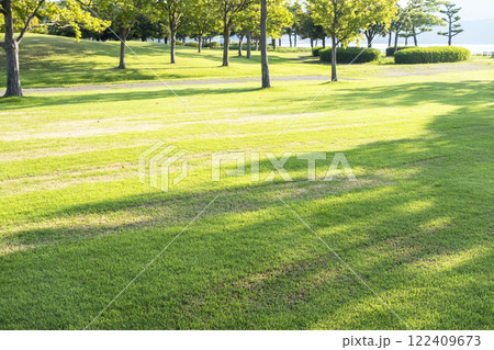 公園の芝 木陰の散歩道 公園の芝 木陰の散歩道 122409673