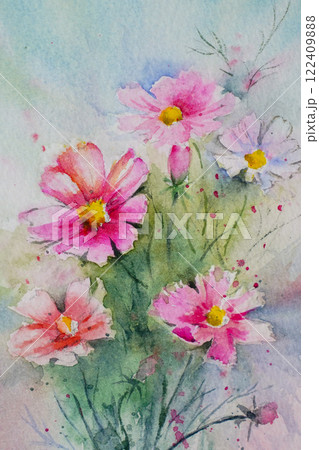 コスモス 水彩画 コスモス 水彩画 122409888