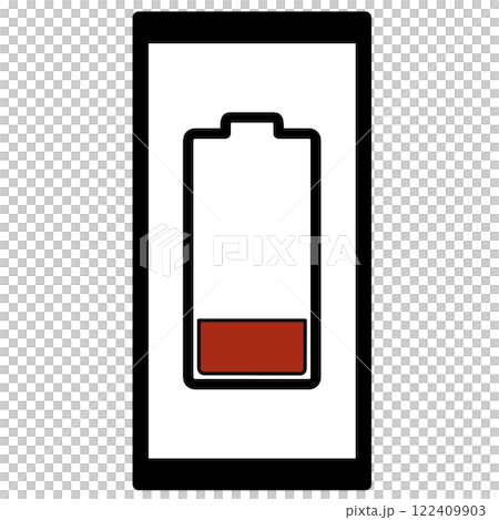 Illustration of remaining battery power displayed on a smartphone Illustration of remaining battery power displayed on a smartphone 122409903