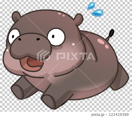 Cute Pygmy Hippo cartoon digital painting 122410389