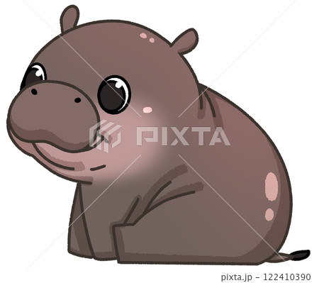 Cute Pygmy Hippo cartoon digital painting 122410390
