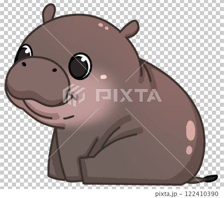 Cute Pygmy Hippo cartoon digital painting 122410390