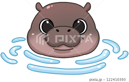 Cute Pygmy Hippo cartoon digital painting 122410393