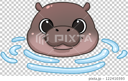 Cute Pygmy Hippo cartoon digital painting Cute Pygmy Hippo cartoon digital painting 122410393