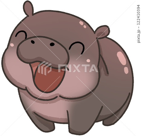 Cute Pygmy Hippo cartoon digital painting 122410394