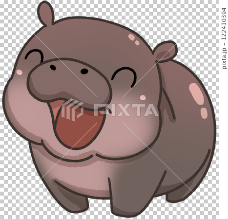 Cute Pygmy Hippo cartoon digital painting 122410394
