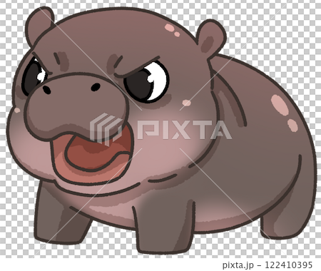 Cute Pygmy Hippo cartoon digital painting Cute Pygmy Hippo cartoon digital painting 122410395