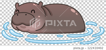 Cute Pygmy Hippo cartoon digital painting 122410402