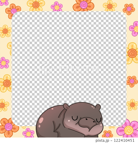 Frame of Cute Pygmy Hippo cartoon digital painting Frame of Cute Pygmy Hippo cartoon digital painting 122410451