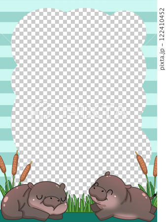 Frame of Cute Pygmy Hippo cartoon digital painting Frame of Cute Pygmy Hippo cartoon digital painting 122410452