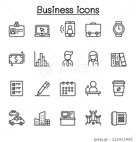 Business icon set in thin line style 122411405
