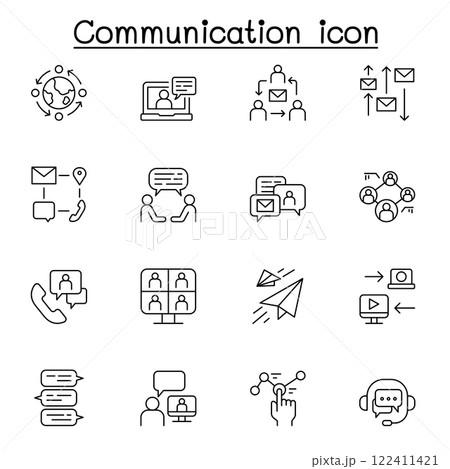 Communication icon set in thin line style Communication icon set in thin line style 122411421