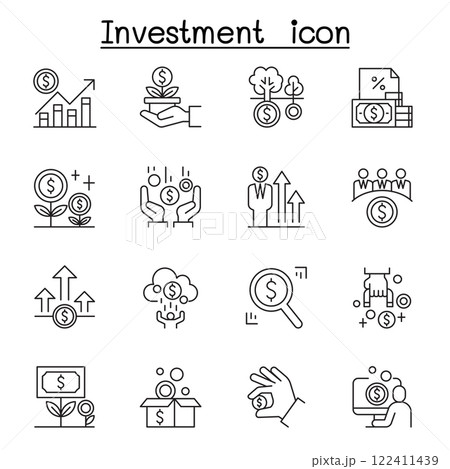 Business investment icon set in thin line stlye Business investment icon set in thin line stlye 122411439