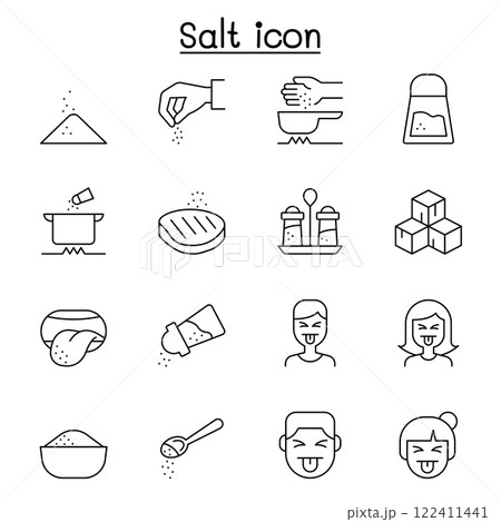 Salt icon set in thin line style 122411441