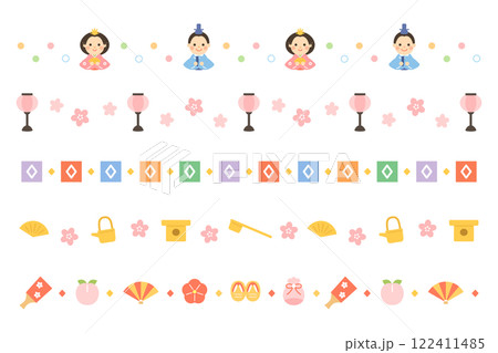 ひな祭りのラインセット　イラスト 122411485