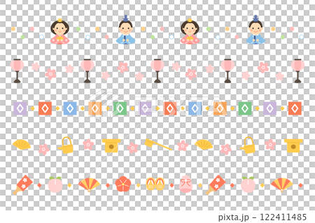 ひな祭りのラインセット　イラスト 122411485