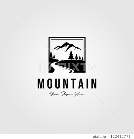 minimalist mountain outdoor logo vector illustration minimalist mountain outdoor logo vector illustration 122411771