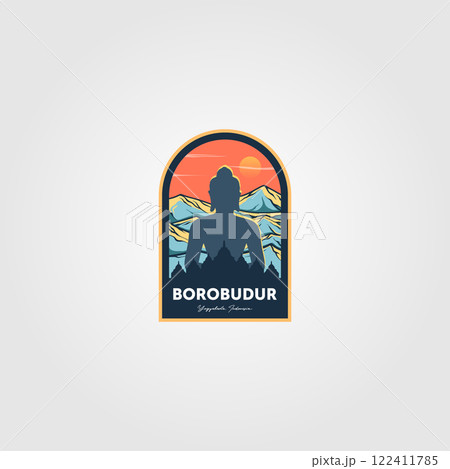the magnificent borobudur temple logo vector wonderful indonesia illustration 122411785