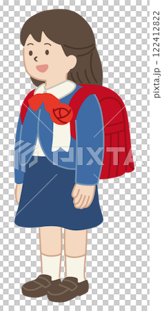 Vector illustration of a new first grade girl 122412822