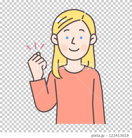 Caucasian woman doing a guts pose 122413019