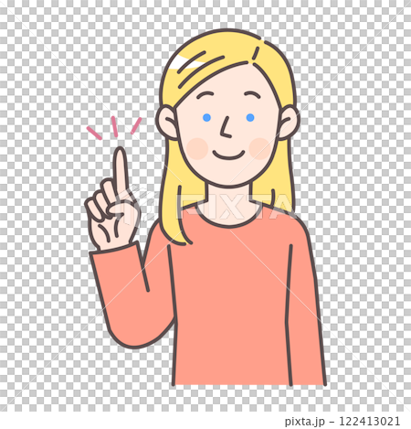 Caucasian woman pointing 122413021