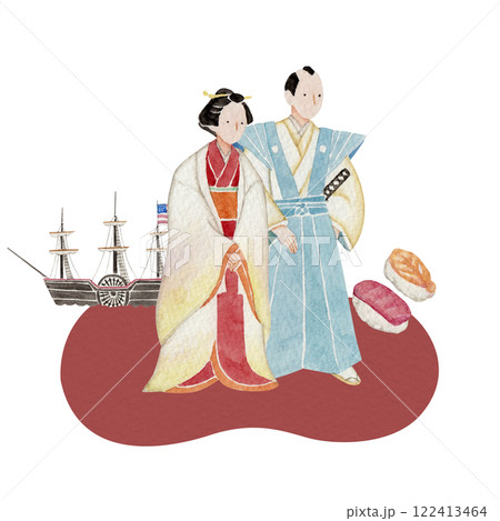 江戸時代　日本の歴史　水彩 イラスト 122413464