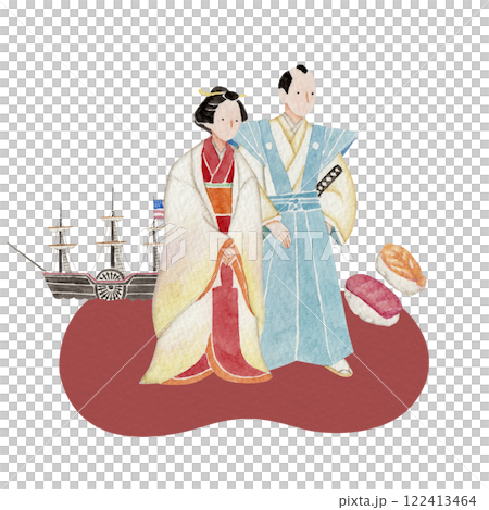 江戸時代　日本の歴史　水彩 イラスト 122413464