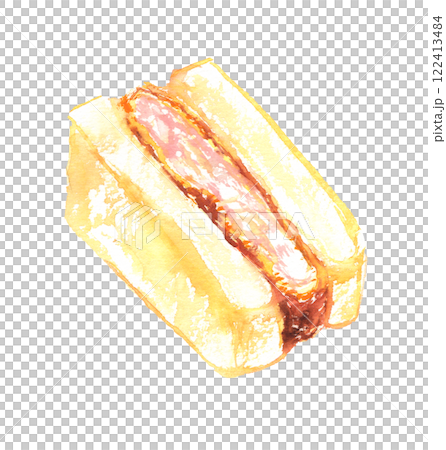 Watercolor illustration of a cutlet sandwich Watercolor illustration of a cutlet sandwich 122413484