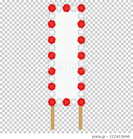 紅色和白色花朵裝飾的招牌框架 122413646