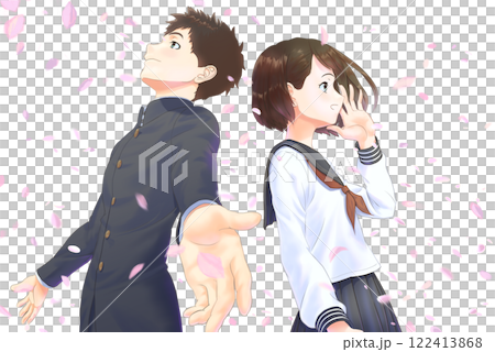 Profile of a student_① Plan A_Character male and female, cherry blossom petals 122413868