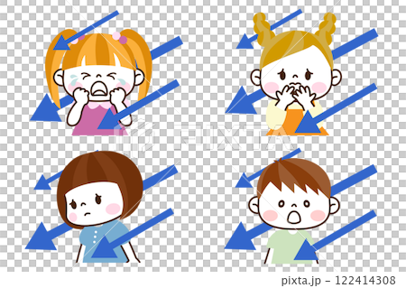 下向きの矢印としょんぼりかわいいキッズ 122414308