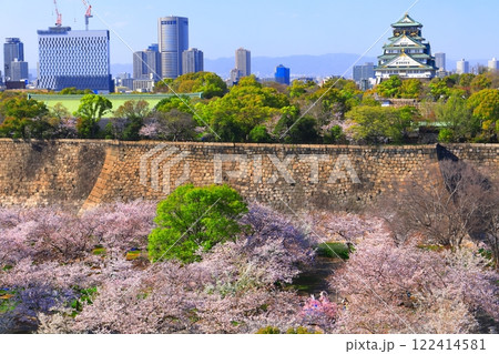 【大阪府】桜が満開の大阪城と大阪ビジネスパーク 【大阪府】桜が満開の大阪城と大阪ビジネスパーク 122414581
